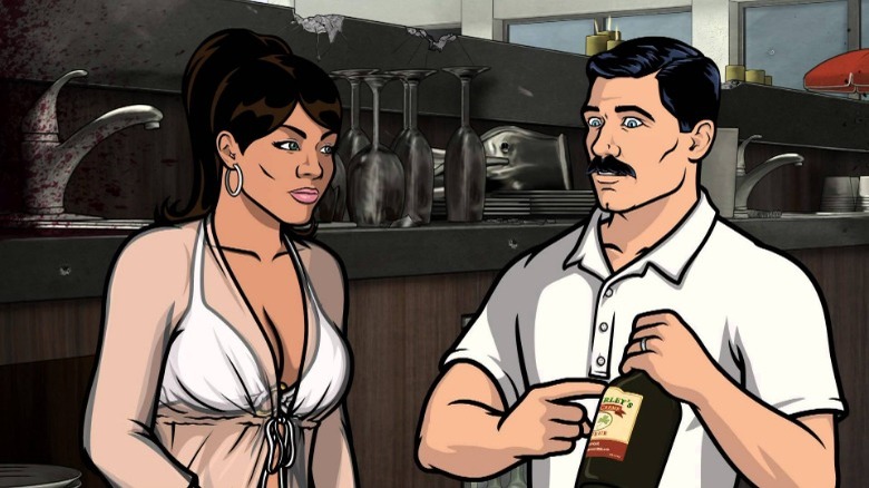 Archer and Lana drinking