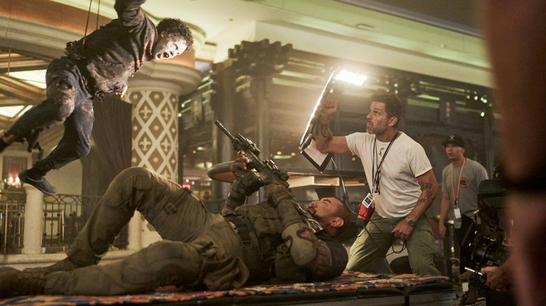 Zack Snyder filming a scene for Army of the Dead