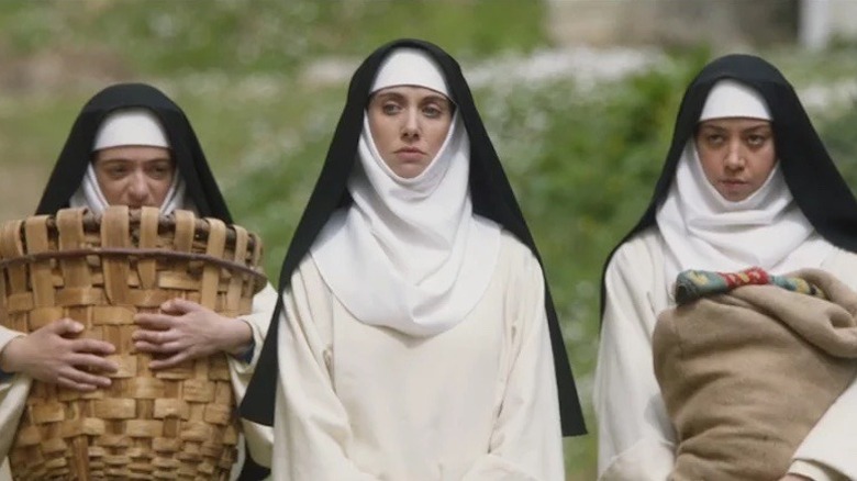 Kate Micucci, Alison Brie, and Aubrey Plaza dressed as nuns in The Little Hours