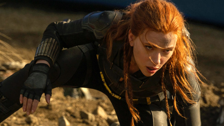 Scarlett Johansson looking tired in Black Widow