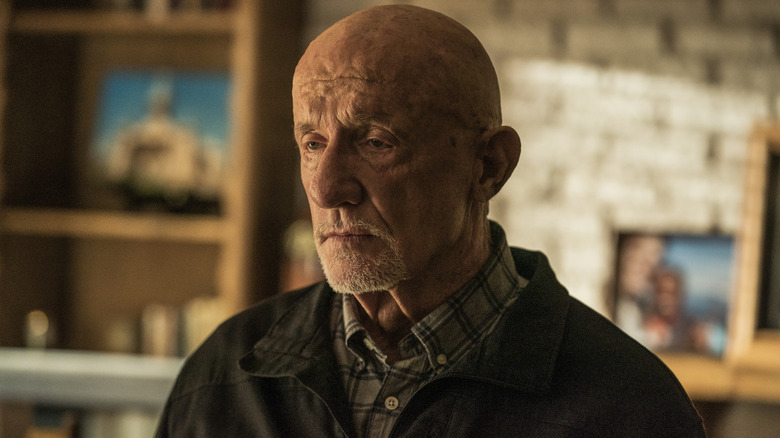 Jonathan Banks as Mike Ehrmantraut looking solemn in Better Call Saul