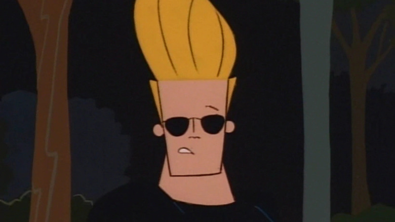 Johnny Bravo terlihat sangat bingung.