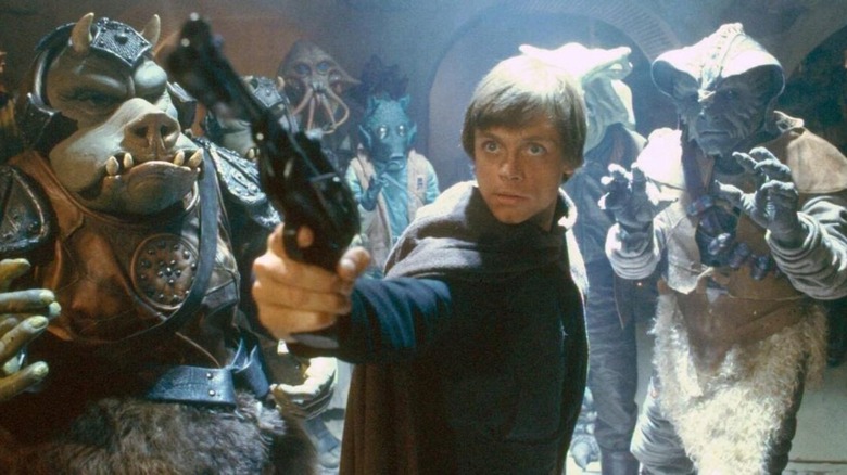 Return of the Jedi luke with blaster in jabba's palace