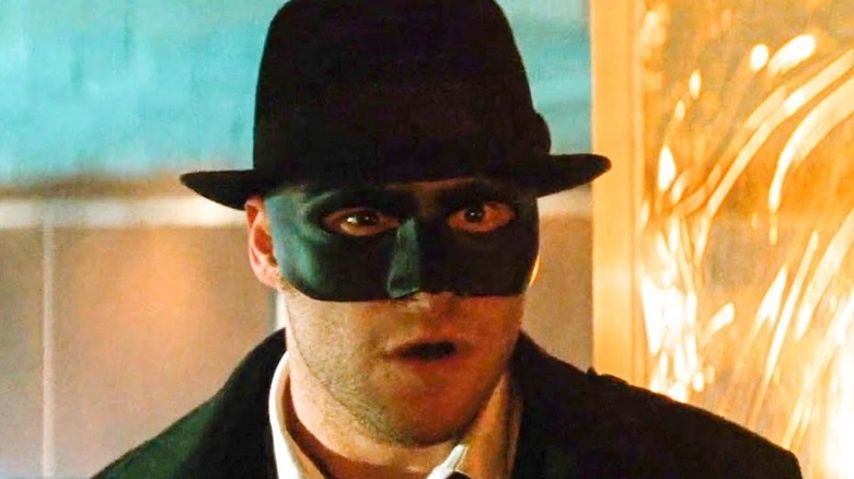 The Green Hornet looks shocked in close-up