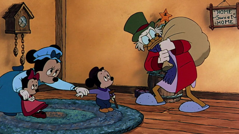 Mickey's Christmas Carol's Minnie Mouse, Scrooge McDuck in living room