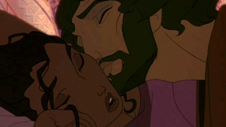 Moses kisses Zipporah on cheek in Prince of Egypt