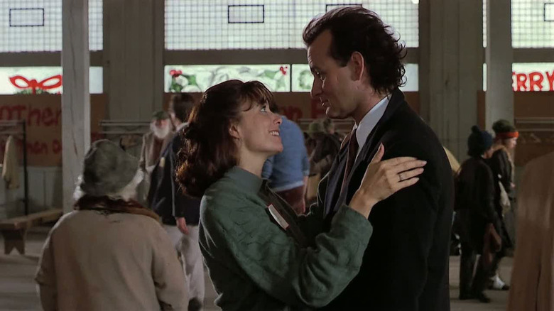 Karen Allen and Bill Murray in Scrooged