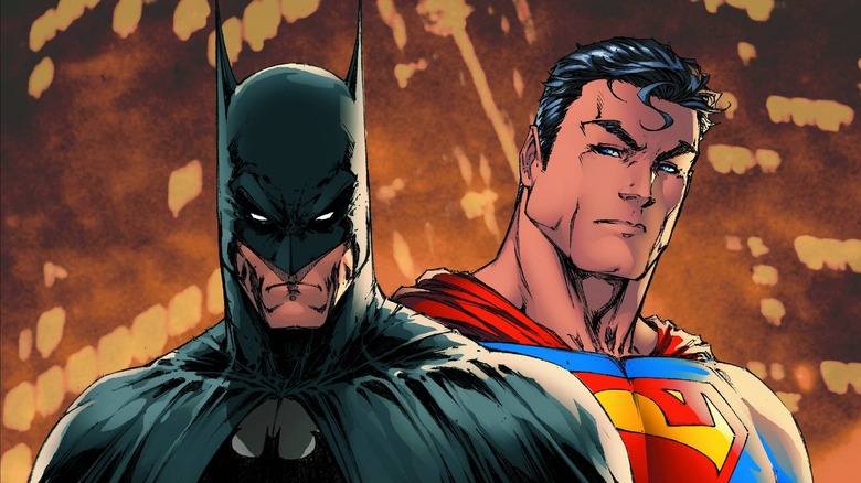 Batman frowning next to Superman in DC Comcs