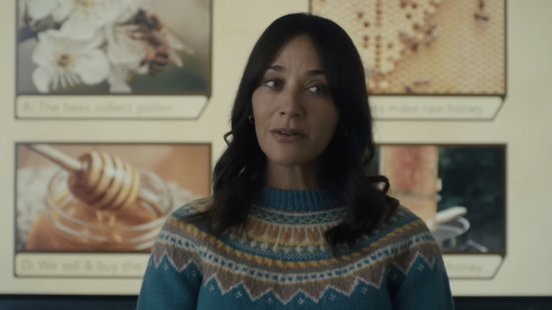 A woman wearing a sweater in the Black Mirror season 7 trailer