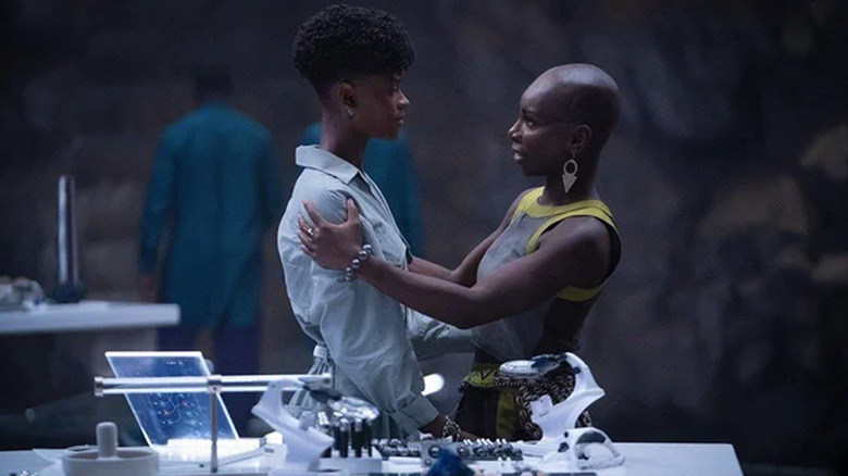 Letitia Wright as Princess Shuri and Michaela Coel as Aneka in Black Panther: Wakanda Forever