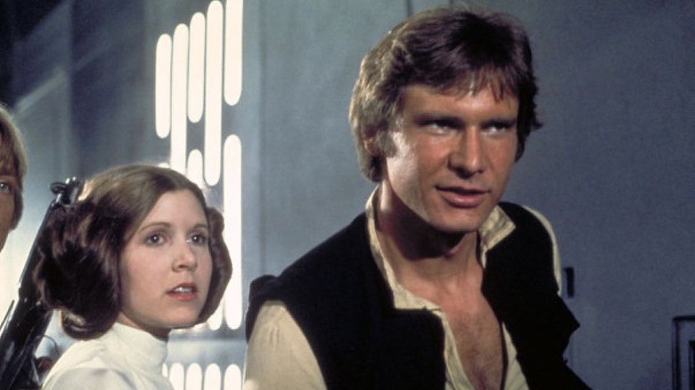 Carrie Fisher and Harrison Ford in Star Wars