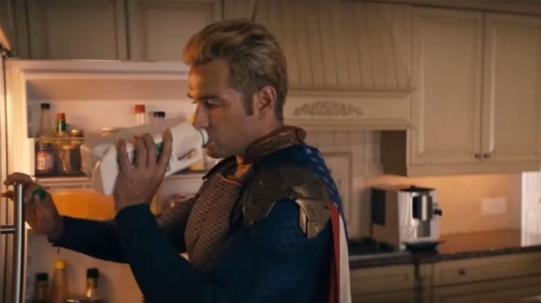 Homelander drinking milk straight from a gallon