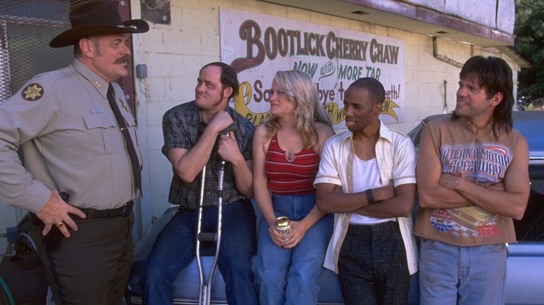 M.C. Gainey David Koechner Becky Thyre Suli McCullough David Cross sitting on car Run Ronnie Run