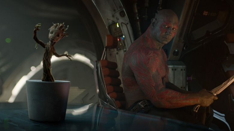 Baby Groot grows from a cutting in Guardians of the Galaxy.