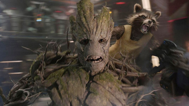 Groot takes a gunshot or two in Guardians of the Galaxy.