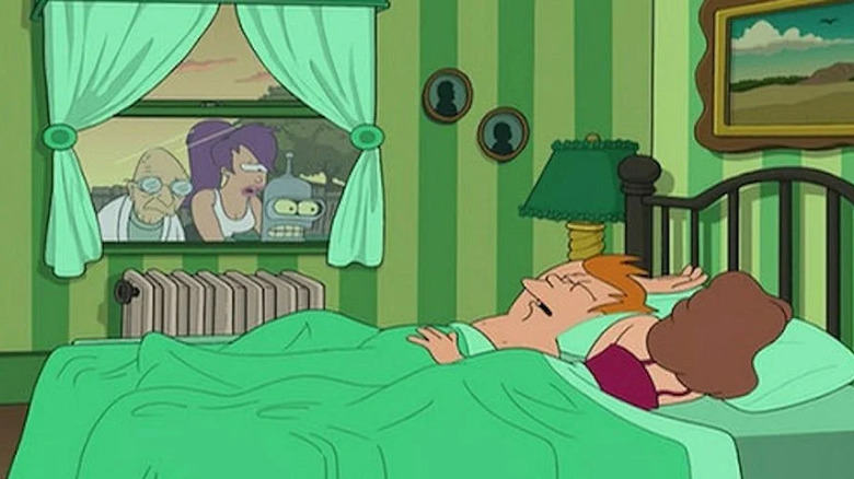 Professor Farnsworth, Leela, Bender, and Fry in Futurama