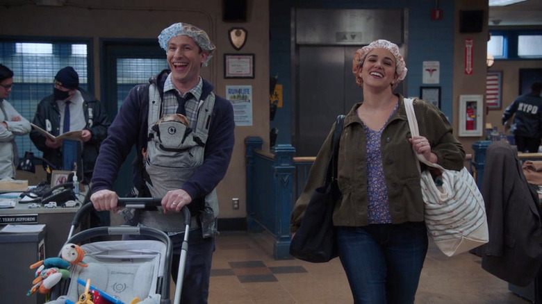 Jake Amy stroller hair nets Brooklyn 99