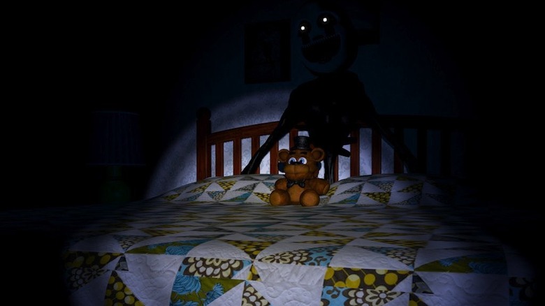 Five Nights at Freddy's 4 An animatronic hovers over Evan's bed