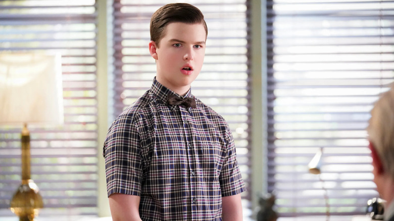 Iain Armitage as Sheldon looking surprised in Young Sheldon