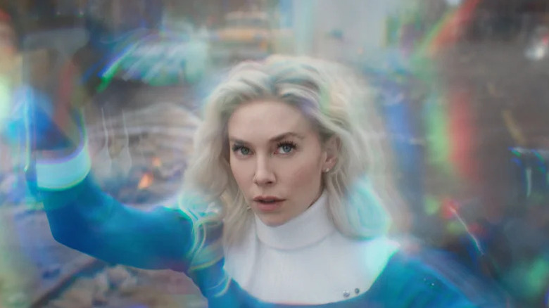 Sue Richards, de Vanessa Kirby, usando seus poderes no Fantastic Four: Primeiros passos