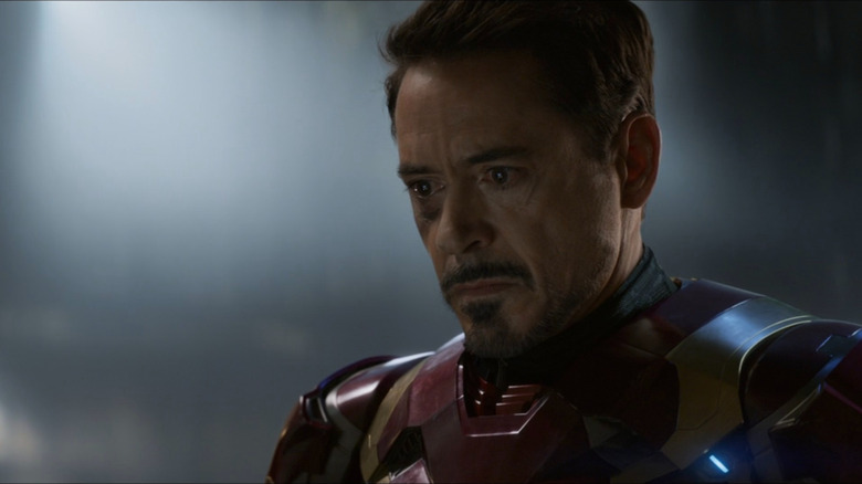Tony Stark on the verge of tears in Captain America: Civil War