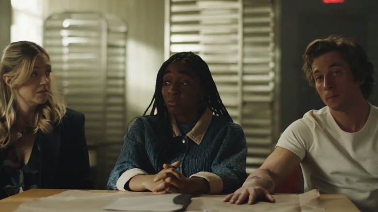 Abby Elliot, Ayo Edebiri, and Jeremy Allen White in The Bear