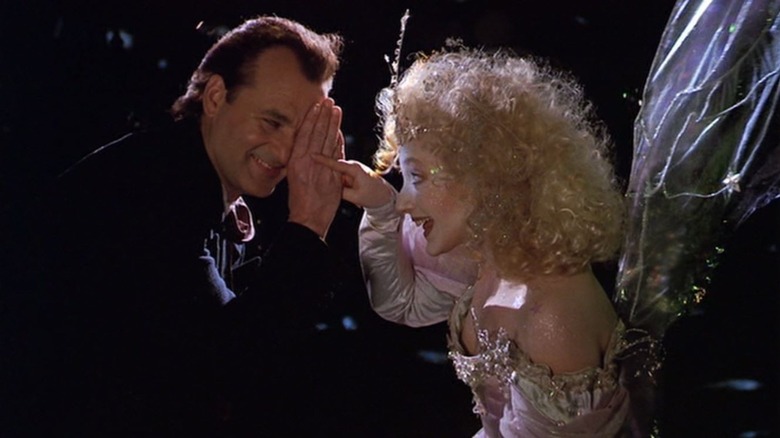 Bill Murray and Carol Kane in Scrooged