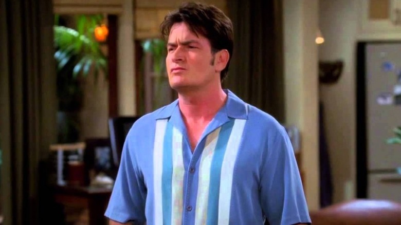 Charlie Harper scowling on Two and a Half Men