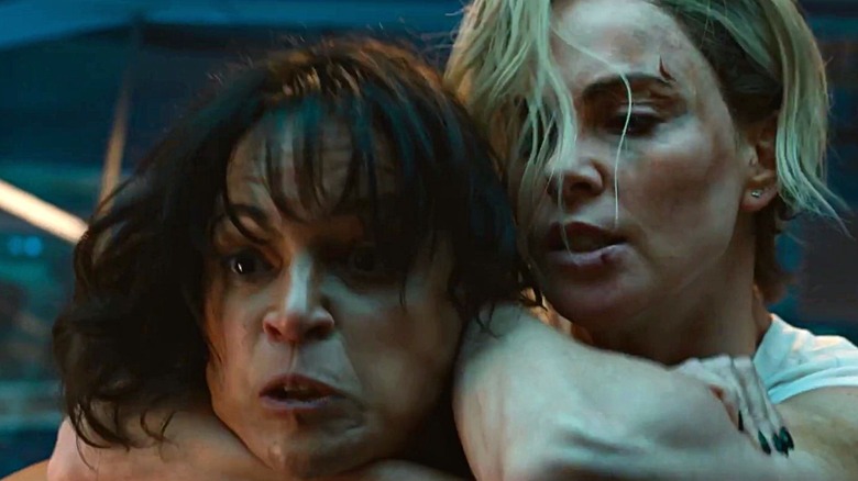 Michelle Rodriguez and Charlize Theron in Fast X