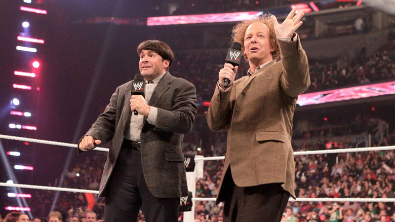 Chris and Sean Hayes in the ring at a WWE match