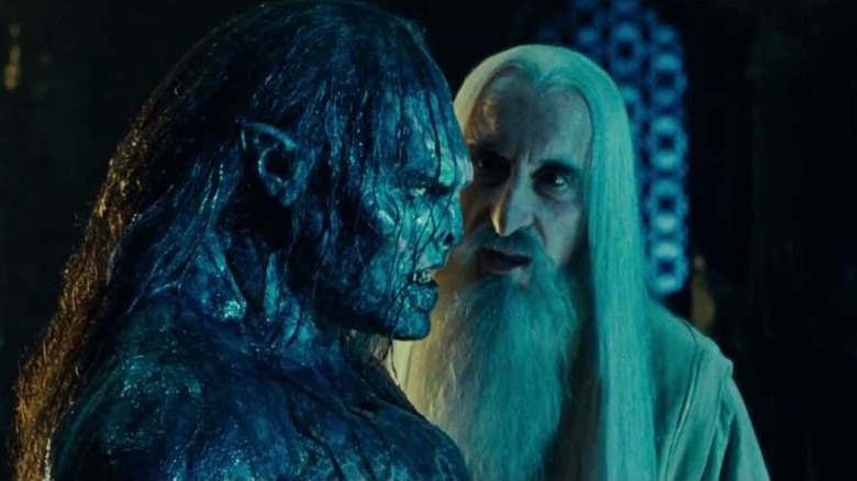 Saruman inspects the Uruk-hai Lurtz in The Fellowship of the Ring