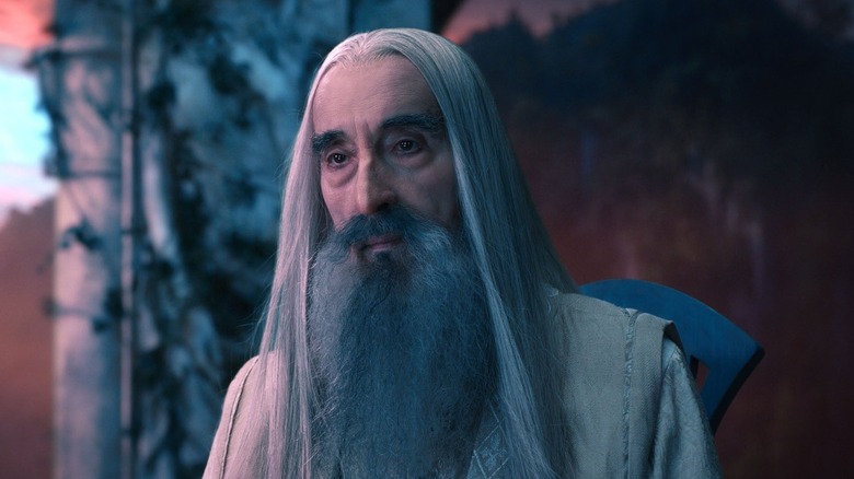 Close up of Saruman sitting in The Hobbit movies