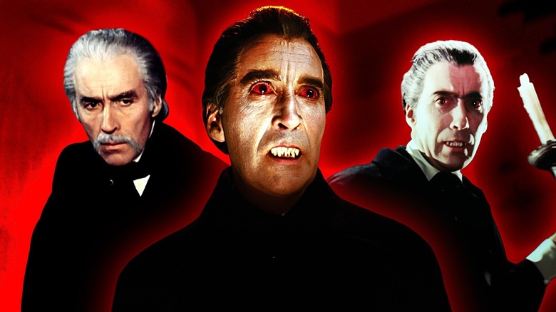 Christopher Lee as Dracula in Horror of Dracula, Dracula Has Risen from the Grave, and Count Dracula