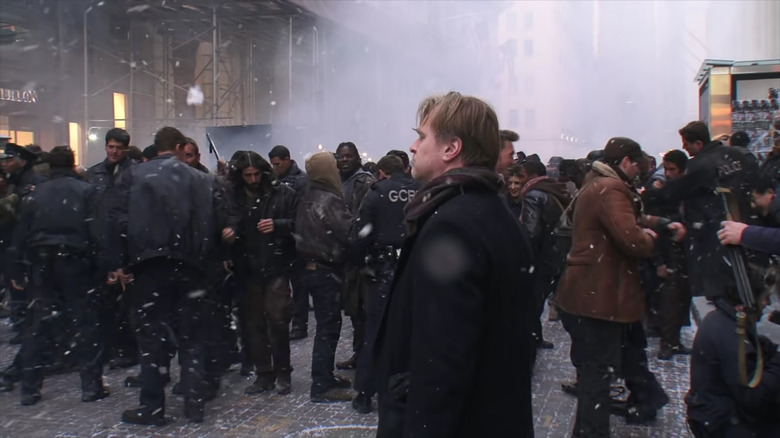 Christopher Nolan on the set of The Dark Knight Rises