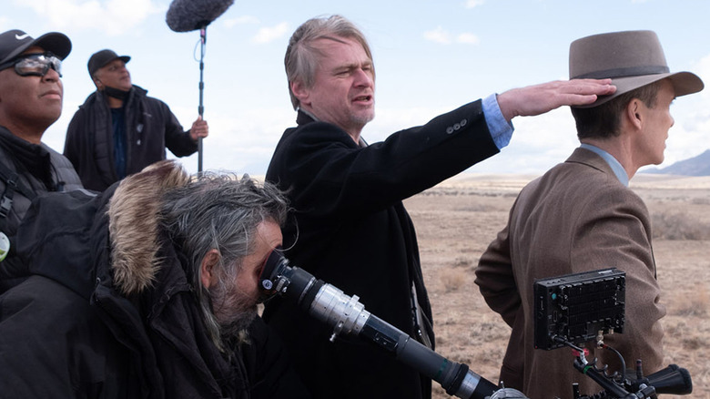 Christopher Nolan directs Cillian Murphy on the set of Oppenheimer