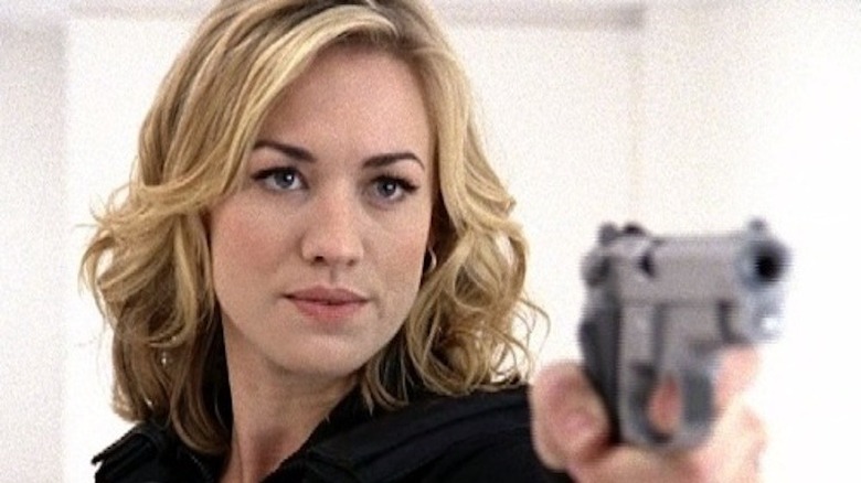 Sarah with a gun in Chuck