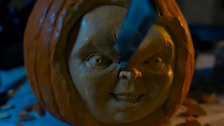 A Chucky pumpkin carving in the Chucky series