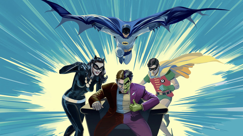 Batman, Robin, Catwoman, and Two-Face in the Batman vs. Two-Face poster