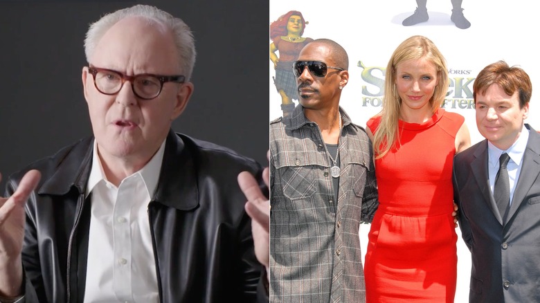 John Lithgow in a video for GQ; Eddie Murphy, Cameron Diaz, and Mike Myers at the Shrek 4 premiere