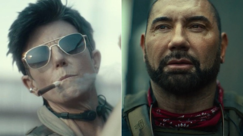 Tig Notaro and Dave Bautista as Marianne and Scott in Army of the Dead