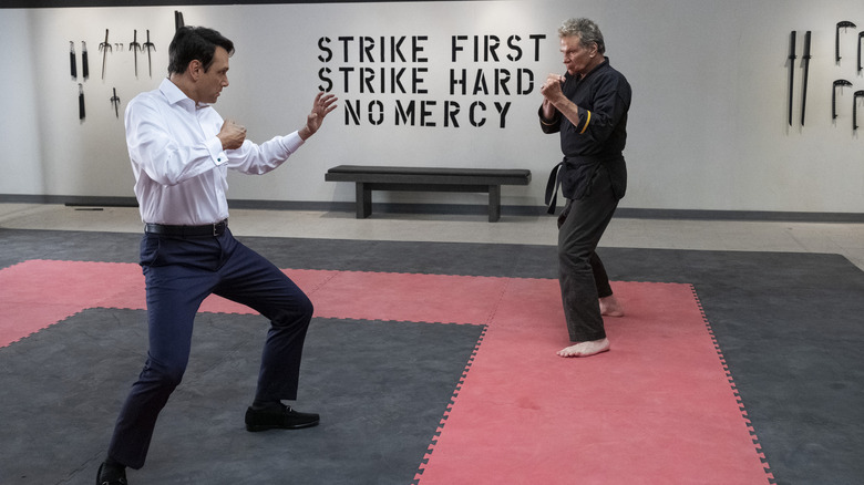 Daniel LaRusso (Ralph Macchio) and Johnny Lawrence (William Zabka) keep an old rivalry alive in Cobra Kai 