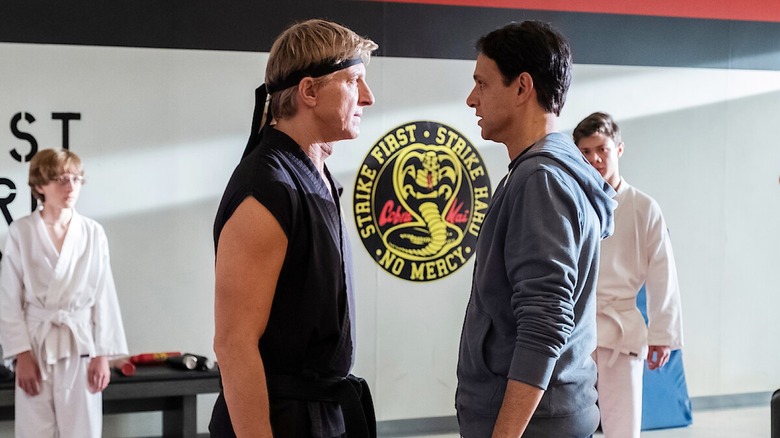 Johnny and Daniel in a stand off in Cobra Kai