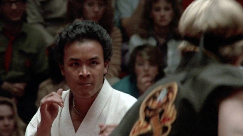 Darryl Vidal as Darryl Vidal fighting William Zabka as Johnny Lawrence in The Karate Kid