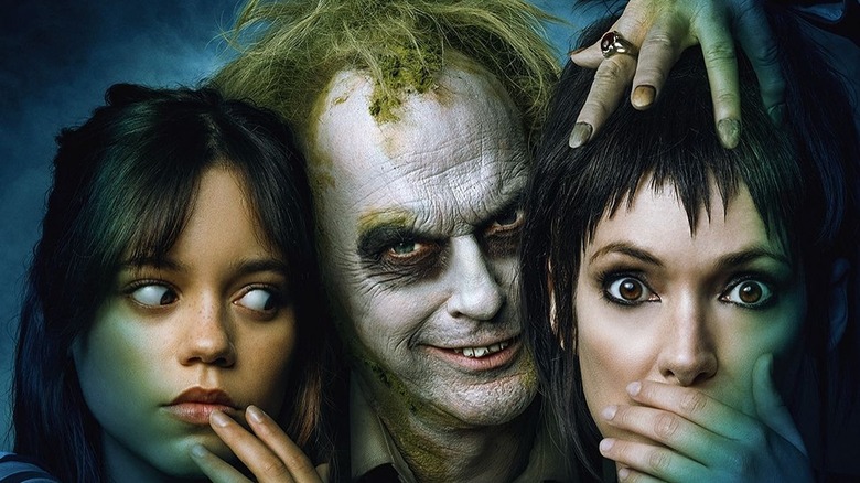 Astrid, Beetlejuice, and Lydia on the 4DX poster for Beetlejuice Beetlejuice