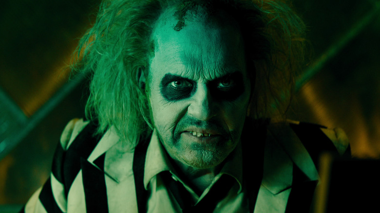 Michael Keaton as Beetlejuice looking determined in Beetlejuice Beetlejuice