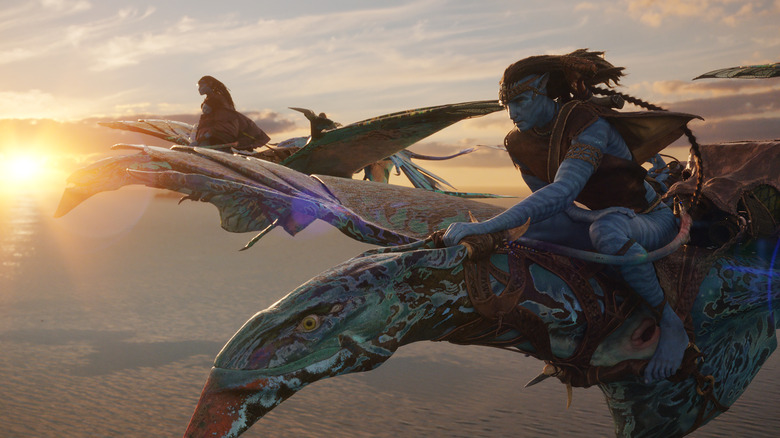 Zoe Saldaña and Sam Worthington in Avatar: The Way of Water