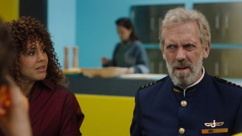 Lenora Crichlow and Hugh Laurie in Avenue 5