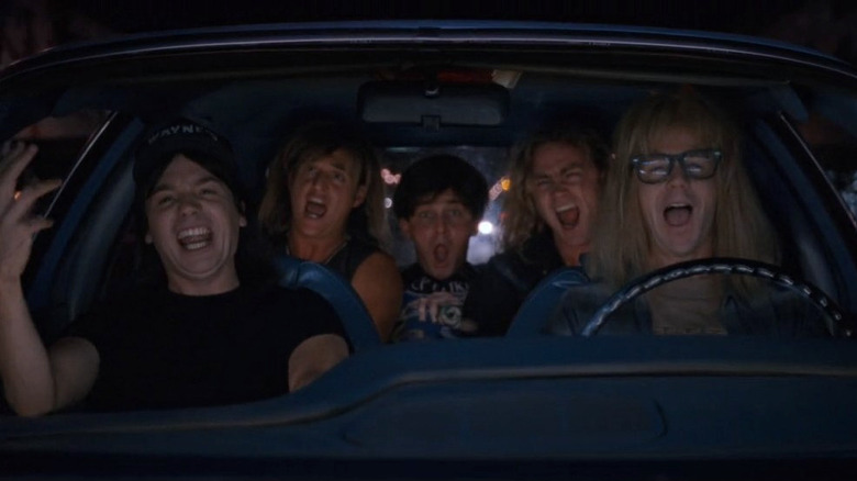 Mike Myers, Michael DeLuise, Sean Sullivan, Lee Tergesen, and Dana Carvey in Wayne's World