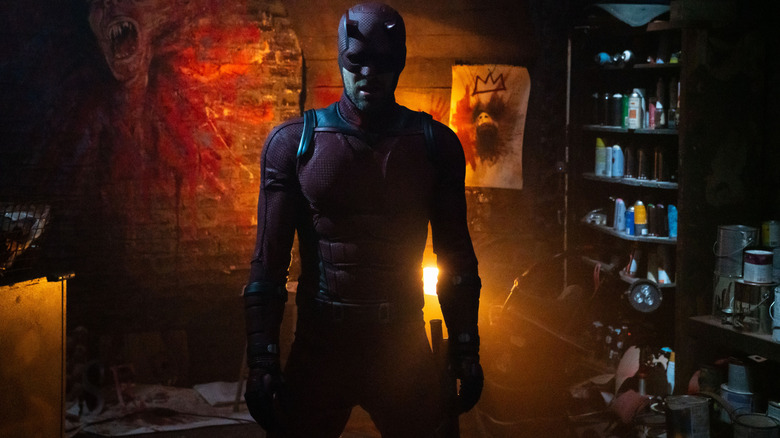 Charlie Cox suited up as Matt Murdock/Daredevil in a scene from Daredevil: Born Again