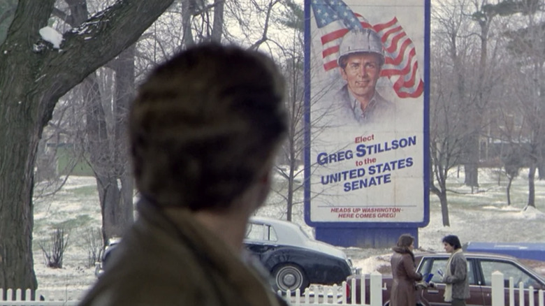 The Dead Zone Johnny seeing Greg Stillson campaign poster